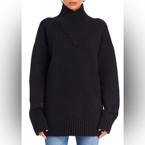 Elegant Black Cowl Neck Sweater